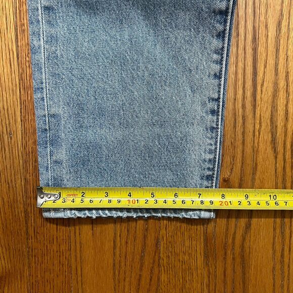 Levis Mens 501 Slim Taper Distressed Selvedge Denim Light Wash Jeans Size 35x30 - Picture 8 of 12